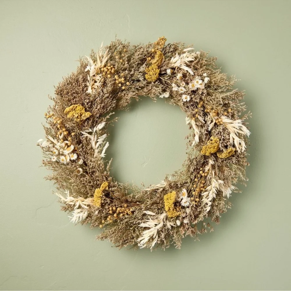Hearth & Hand Rustic Wreath with Yellow and Cream Accents